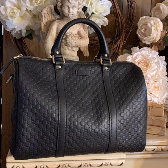 Gucci Handbags - Gucci GG Microguccissima Black Boston Bag 449646